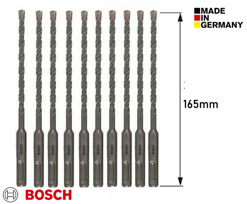 Made in Germany 10x Bosch Professional SDS-plus Hammerbohrer 6 mm x 165/100mm 